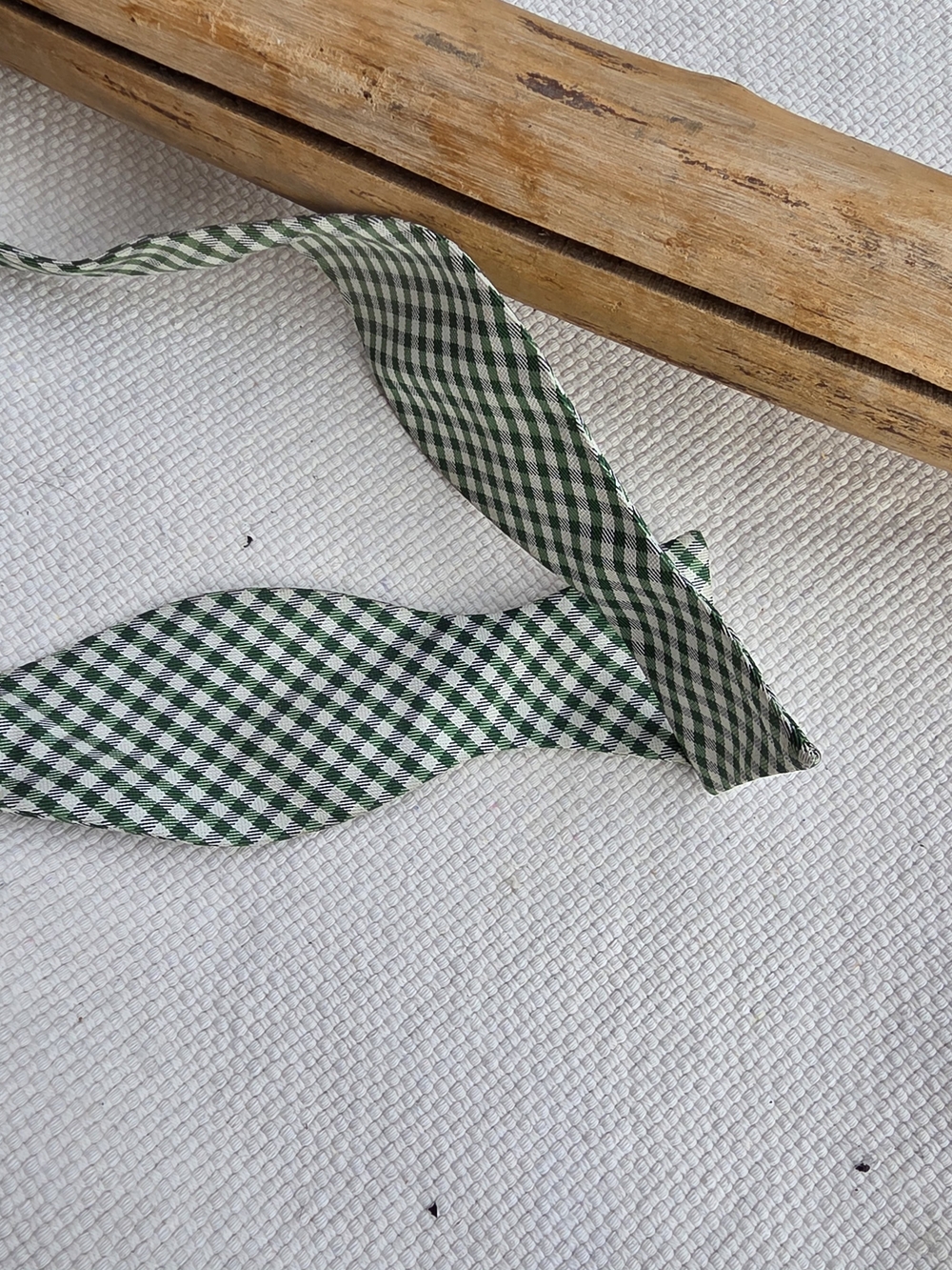 Polo by Ralph Lauren Green and White Gingham Self Tie Bow Tie